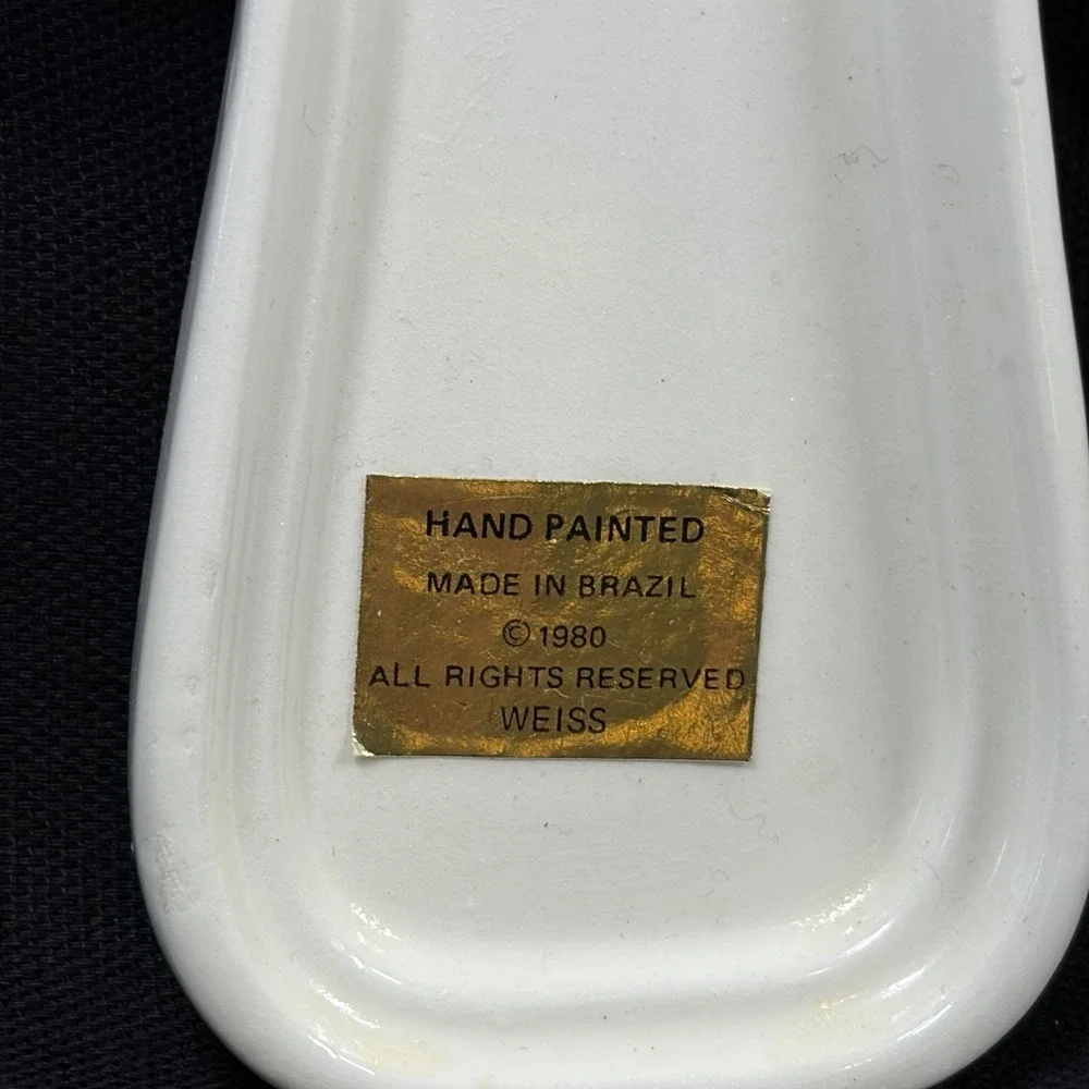 Avon Weiss 1980 Mushroom Spoon Rest Wall Hanging‎ Ceramic Hand Painted Brazil